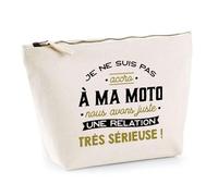 Trousse Pas Accro a ma Moto 2 | Pochette Toilette Maquillage | Idée Cadeau Mob Mobeur Motard Passion Humour Original Anniversaire Noël Rider Biker Drôle