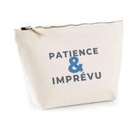 Trousse Patience Imprevu - Pouch Case - Idée Trousse Rangement Cadeau Anniversaire Fête Original Famille Travail Départ Collègue Retraite Noël. - Gris&Bleu - 1
