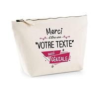 Trousse Personnalisable | Pochette Toilette Maquillage Fourre Tout à Personnaliser - Idée Cadeau Collègue Ami(e) Pot de départ Retraite Fête des Mères Pères (Merci Géniale)