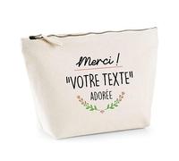 Trousse Personnalisable | Pochette Toilette Maquillage Fourre Tout à Personnaliser - Idée Cadeau Collègue Ami(e) Pot de départ Retraite Fête des Mères Pères (Merci Adorée)