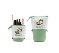 Trousse Personnalisée Legami Trousse Téléscopique Enfants Garçon Cadeaux pour Filles Trousse à Crayons Enfants Garçon Trousse à Crayons avec Nom Voiture Zip Boy Trousse (Vert)