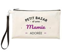 Trousse “Petit Bazar d’Une Mamie adorée” - Pochette Cadeau pour Grand-mère - Trousse à Maquillage ou Accessoires - TR600
