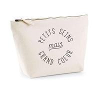 Trousse Petits Seins mais Grand Coeur | Pochette Toilette Maquillage | Idée Cadeau Humour Drôle Marrant Beauf Jeu de Mots Original Anniversaire Fête