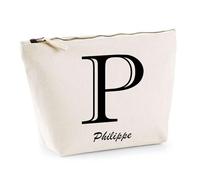 Trousse Philippe Lettre Chic | Pochette Toilette Maquillage | Idée Cadeau Prénom pour Cuisinier Barbecue Jardinage Oncle Parrain Beau Papa Collègue Départ Retraite Noël
