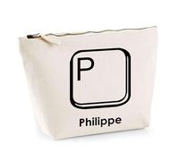 Trousse Philippe Lettre Clavier | Pochette Toilette Maquillage | Idée Cadeau Prénom Informaticien Geek Gamer Anniversaire Oncle Parrain Beau Papa Collègue Départ Retraite Noël