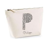 Trousse Philippe Lettre Littérature | Pochette Toilette Maquillage | Idée Cadeau Prénom Livre Lecture Anniversaire Oncle Parrain Beau Papa Collègue Départ Retraite Noël