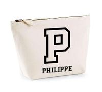 Trousse Philippe Lettre Sport | Pochette Toilette Maquillage | Idée Cadeau Prénom Style Basket Université Anniversaire Oncle Parrain Beau Papa Collègue Départ Retraite Noël