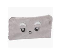 Trousse - Plate - Rectangulaire - Fourrure - Gris - 22 X 12 Cm