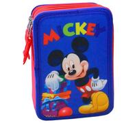 Trousse plumier triple enfant - PERONA - Perona Disney Mickey - Multicolore - 18 crayons & 18 feutres - Kit complet