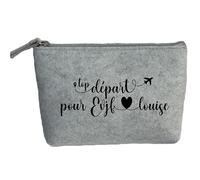 Trousse Pochette Gris Motif EVJF Top Depart Personnalisable