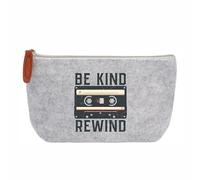 Trousse Pochette Grise Motif Cassette Retro