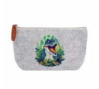 Trousse Pochette Grise Motif Dinosaure Jungle Personnalisable