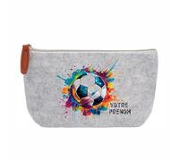 Trousse Pochette Grise Motif Football Ballon Personnalisable