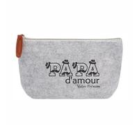 Trousse Pochette Grise Motif Papa d'amour Personnalisable