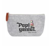 Trousse Pochette Grise Motif Papi Genial Personnalisable