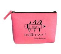 Trousse Pochette Rose Clair Motif maitresse Merci Personnalisable