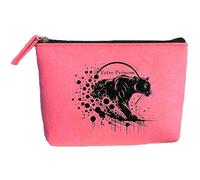 Trousse Pochette Rose Clair Motif panthere Jungle Personnalisable