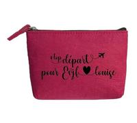 Trousse Pochette Rose Fonce Motif EVJF Top Depart Personnalisable