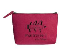 Trousse Pochette Rose Fonce Motif maitresse Merci Personnalisable