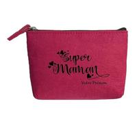 Trousse Pochette Rose Fonce Motif Maman Super Personnalisable