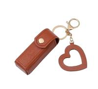 Trousse pour rouge à lèvres - Petite trousse de maquillage portable en cuir PU avec pendentif d'amour, Café, Consulte la descripción, Voir description