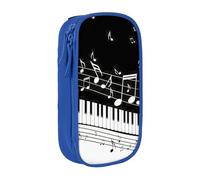 Trousse pratique à compartiments multiples avec touches de piano avec notes de musique pour bureau, voyage, école, art quotidien, bleu, Taille unique, Poche de rangement