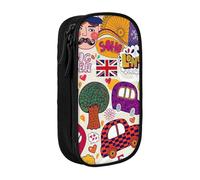 Trousse pratique à compartiments multiples pour l'école, le journal en anglais, le bureau, les voyages, l'école, l'art quotidien, Noir , Taille unique, Poche de rangement