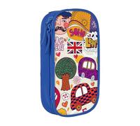 Trousse pratique à compartiments multiples pour l'école, le journal en anglais, le bureau, les voyages, l'école, l'art quotidien, bleu, Taille unique, Poche de rangement