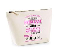 Trousse Princesse et Assistante Maternelle | Pochette Toilette Maquillage | Idée Cadeau Petite Amie Copine Collègue Maman Noël Anniversaire Fête des Mères