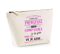 Trousse Princesse et Comptable | Pochette Toilette Maquillage | Idée Cadeau Petite Amie Copine Collègue Maman Noël Anniversaire Fête des Mères