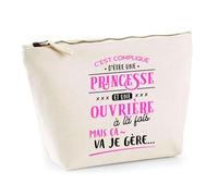 Trousse Princesse et Ouvriere | Pochette Toilette Maquillage | Idée Cadeau Petite Amie Copine Collègue Maman Noël Anniversaire Fête des Mères
