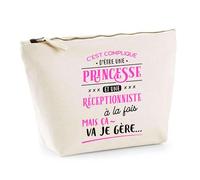 Trousse Princesse et Réceptionniste | Pochette Toilette Maquillage | Idée Cadeau Petite Amie Copine Collègue Maman Noël Anniversaire Fête des Mères