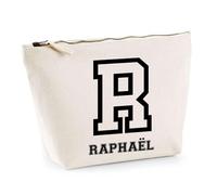 Trousse Raphaël Lettre Sport | Pochette Toilette Maquillage | Idée Cadeau Prénom Style Basket Université Anniversaire Oncle Parrain Beau Papa Collègue Départ Retraite Noël