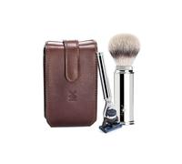 Mühle Shaving Trousse de rasage pinceau en fibre argentée rasoir compatible Gillette