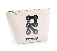 Trousse Raymond Lettre Chaine Mécanique | Pochette Toilette Maquillage | Idée Cadeau Prénom Motard Biker Mob Anniversaire Oncle Parrain Beau Papa Collègue Départ Retraite Noël