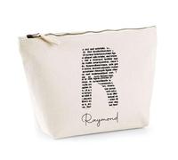 Trousse Raymond Lettre Littérature | Pochette Toilette Maquillage | Idée Cadeau Prénom Livre Lecture Anniversaire Oncle Parrain Beau Papa Collègue Départ Retraite Noël