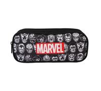 Bagtrotter - Avengers - Marvel - Trousse Scolaire Rectangulaire - Noir - 2 Compartiments Zippés - 23x7x10cm - Matière Polyester - Accessoire et Papeterie Scolaire