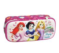 Trousse Rectangulaire Disney Princess 2 Compartiments Zippés 23 Cm Bleu / Magenta / Gris TU