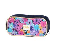 Trousse Rectangulaire Double Compartiment Toile Imprimée Fleurs Bleu / Rose / Clair TU