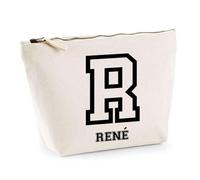 Trousse René Lettre Sport | Pochette Toilette Maquillage | Idée Cadeau Prénom Style Basket Université Anniversaire Oncle Parrain Beau Papa Collègue Départ Retraite Noël