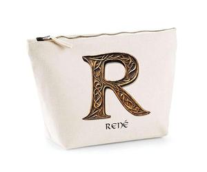 Trousse René Lettre Viking | Pochette Toilette Maquillage | Idée Cadeau Prénom Motard Jeux de Rôle Vidéo Anniversaire Oncle Parrain Beau Papa Collègue Départ Retraite Noël