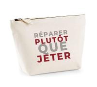 Trousse Reparer Plutot Que Jeter - Pouch Case - Idée Trousse Rangement Cadeau Anniversaire Fête Original Famille Travail Départ Collègue Retraite Noël. - Gris&Bordeaux - 1