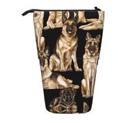 Trousse rétractable verticale Berger allemand, facile à utiliser, taille réglable selon les besoins, Noir , Taille unique, Cartable