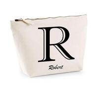 Trousse Robert Lettre Chic | Pochette Toilette Maquillage | Idée Cadeau Prénom pour Cuisinier Barbecue Jardinage Oncle Parrain Beau Papa Collègue Départ Retraite Noël