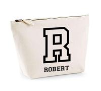 Trousse Robert Lettre Sport | Pochette Toilette Maquillage | Idée Cadeau Prénom Style Basket Université Anniversaire Oncle Parrain Beau Papa Collègue Départ Retraite Noël