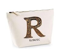Trousse Robert Lettre Viking | Pochette Toilette Maquillage | Idée Cadeau Prénom Motard Jeux de Rôle Vidéo Anniversaire Oncle Parrain Beau Papa Collègue Départ Retraite Noël