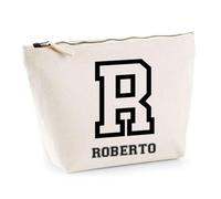 Trousse Roberto Lettre Sport | Pochette Toilette Maquillage | Idée Cadeau Prénom Style Basket Université Anniversaire Oncle Parrain Beau Papa Collègue Départ Retraite Noël