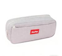Trousse Ronde Classique, Trousse Scolaire Simple, Trousse à Crayons en Cuir Synthétique pour Fournitures Scolaires, Boîte de Rangement avec Fermeture Éclair, Grande Capacité (Gris)