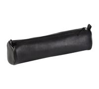 Clairefontaine 8320C - Trousse Scolaire Ronde Noire Ø5,5x22 cm en Véritable Cuir d'Agneau
