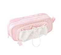 Trousse Rosy Posy - Grande Capacité Trousse À Crayons Crème avec Motif Étoiles Jolie Trousses À Crayons avec Cordon T-rousse De Maquillage De Voyage pour Salles d'art, Maternelles Cours De Bricolage